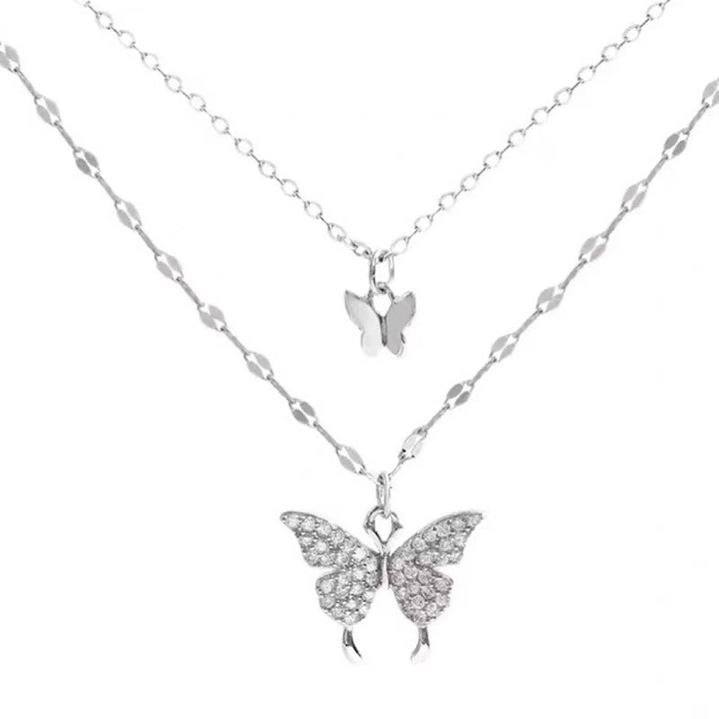 SISSLIA New Arrivals Zircon Butterfly Jewelry Chain Popular Multi-Layer Full Drill Necklace Collarbone Chain Necklace