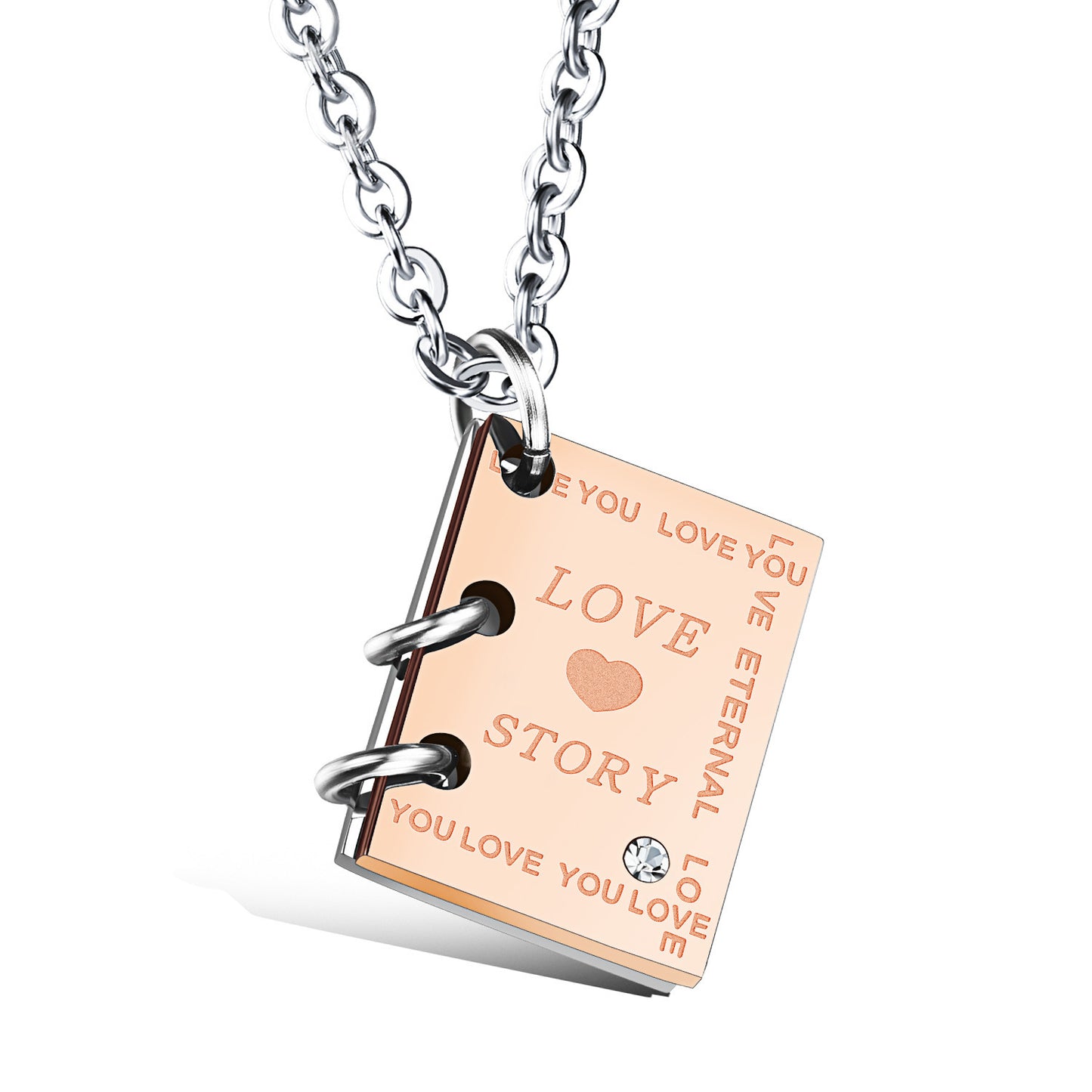 SISSLIA Fashion Stainless Steel Necklace Couple I Love You Book Love Letter Pendant Necklaces Valentine's Day Gift