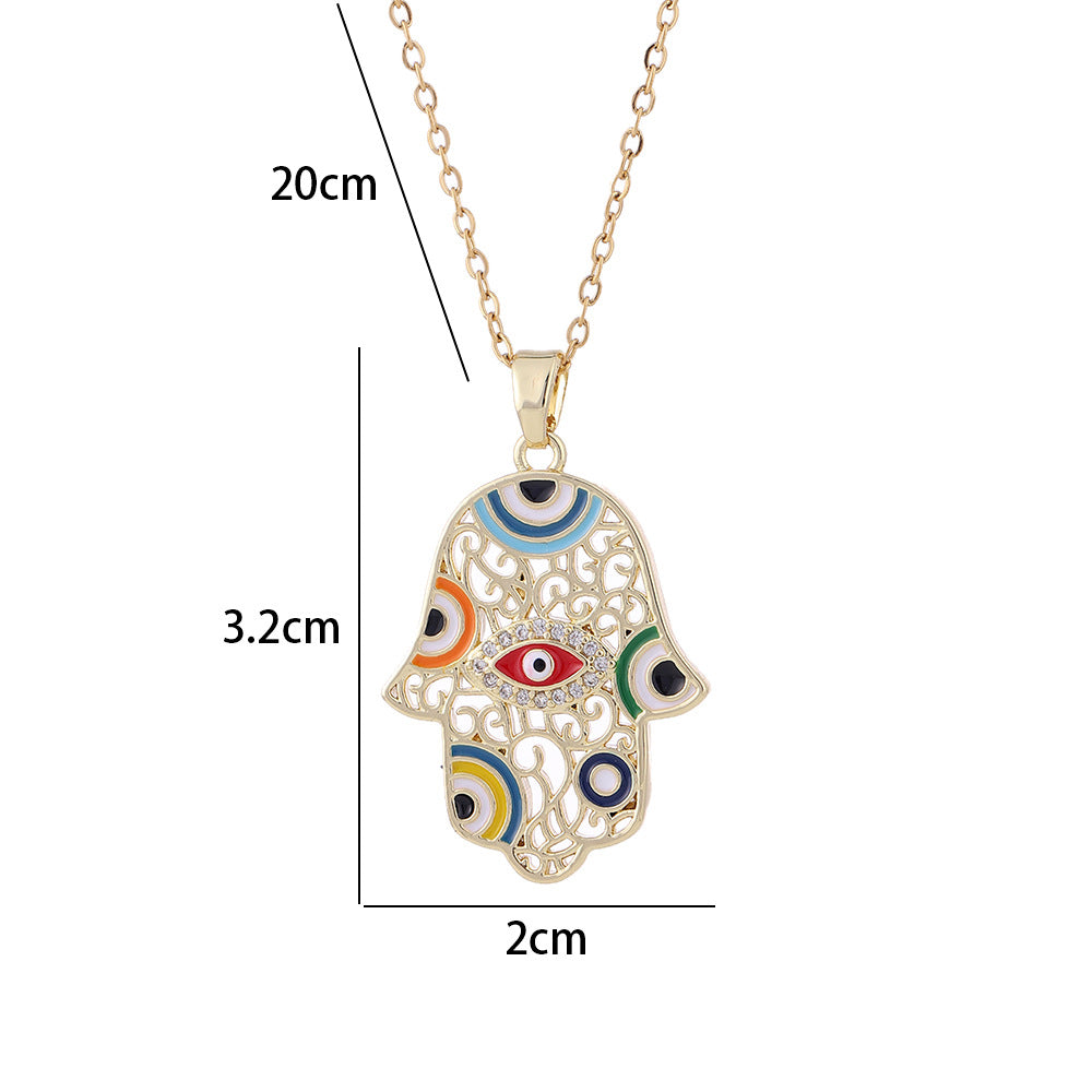 Copper Alloy Black Hand Pendant Necklace