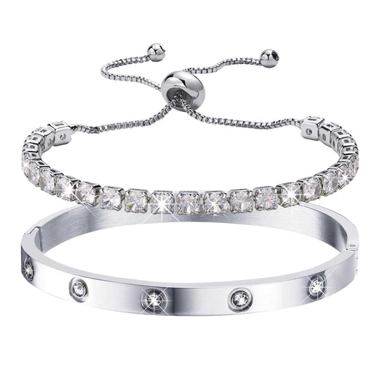 SISSLIA Gold Color Bracelets for Women Tennis Bracelet Man Couple Matching Bangles Luxury Fashion Jewelry Accessory