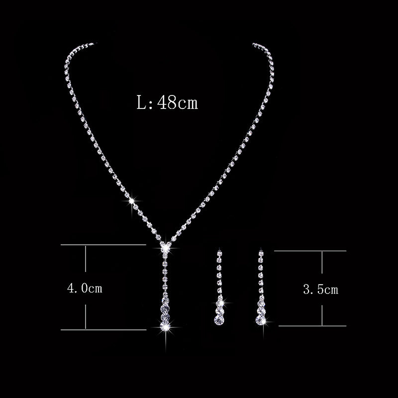 SISSLIA Wholesale Trendy Rhinestone Water Drop Pendant Necklace Earrings S925 Needle Jewelry Sets For Women