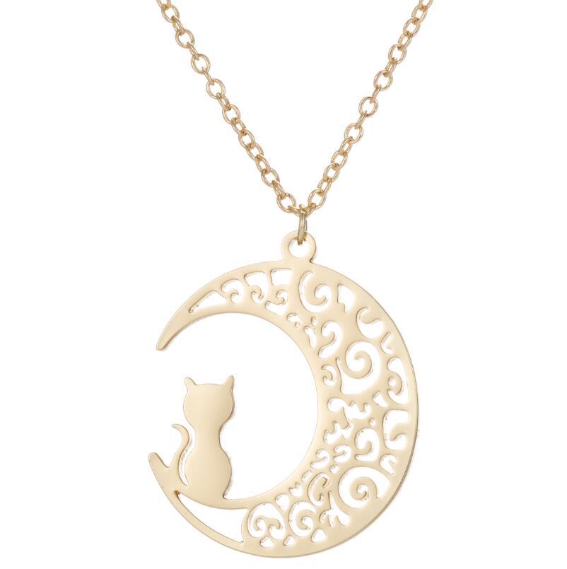 SISSLIA Wholesale New Fashion Nan Trnish Gold Silver Plated Stainless Steel Half Moon Pendant Necklace For Women
