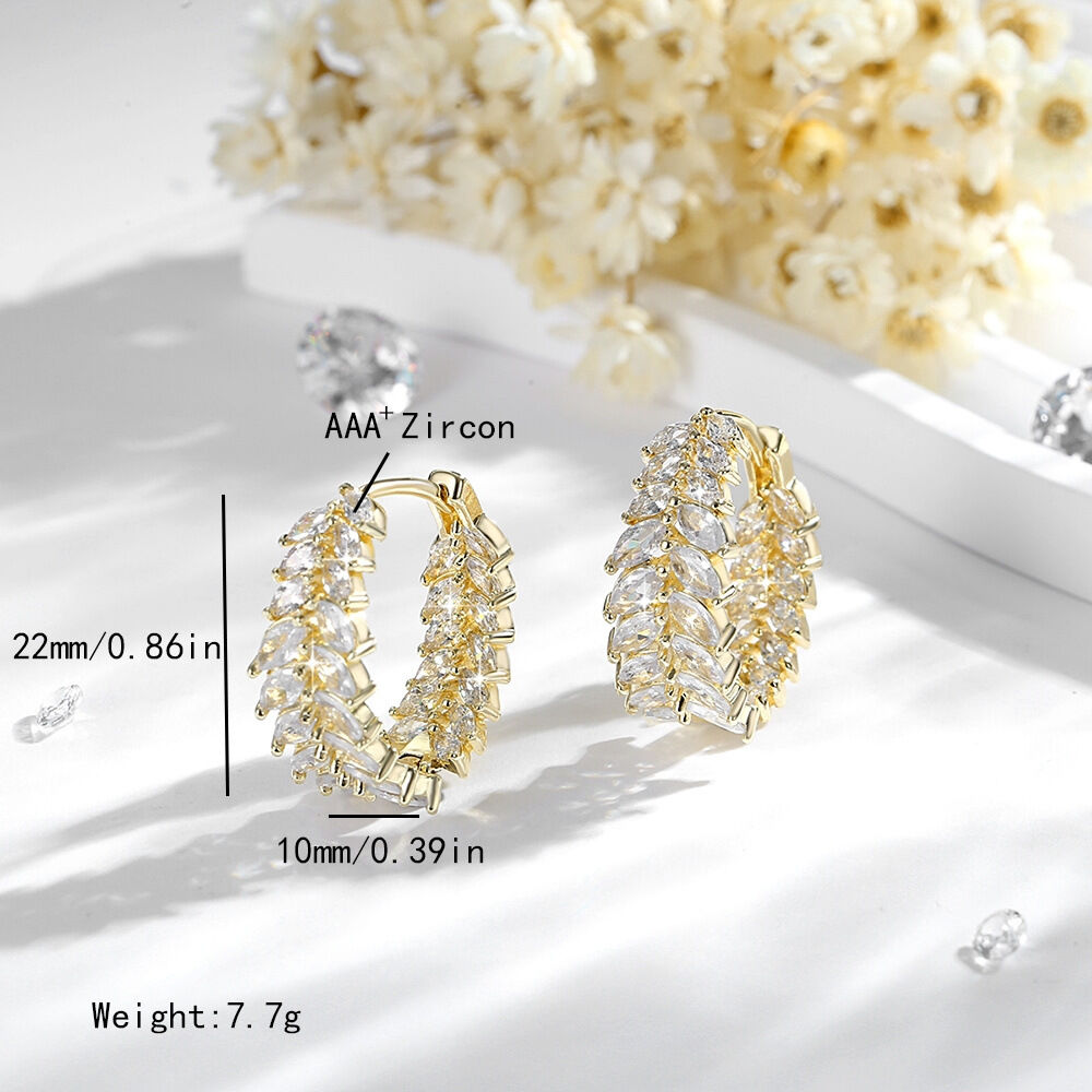 SISSLIA New Design Circle Earrings Luxury Shiny Full Zircon Wheat Hoop Earrings for Women Fashion Party Jewelry Accessorie