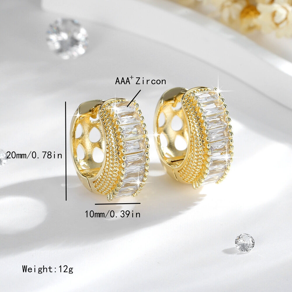 SISSLIA 18K Fashionable Hoop Earrings For Women High-End Design Hollow AAA zircon earrings, exquisite Jewelry