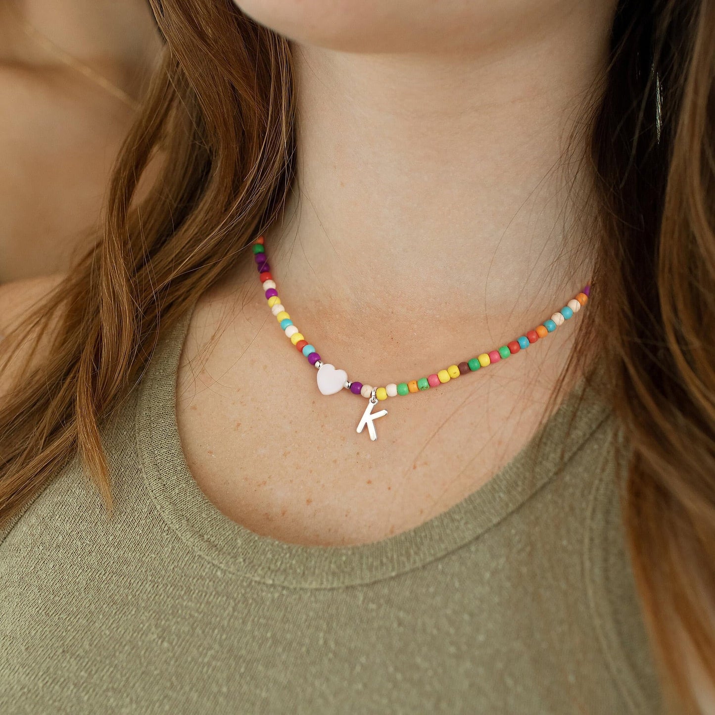 SISSLIA Colorful Initial Cute Necklaces for Girls Trendy Beaded Choker Necklace for Women Teen Girl Handmade Letter Choker Jewelry