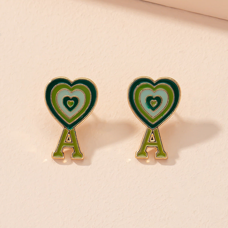 Cute Heart Letter Stud Earrings