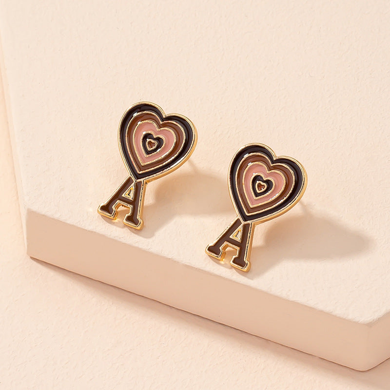 Cute Heart Letter Stud Earrings