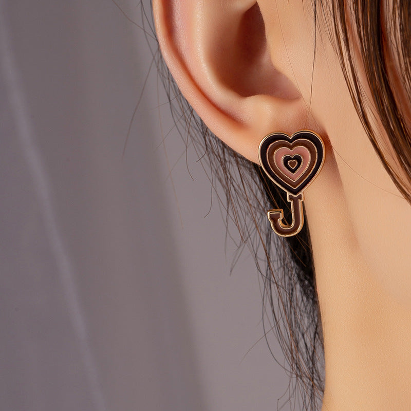 Cute Heart Letter Stud Earrings