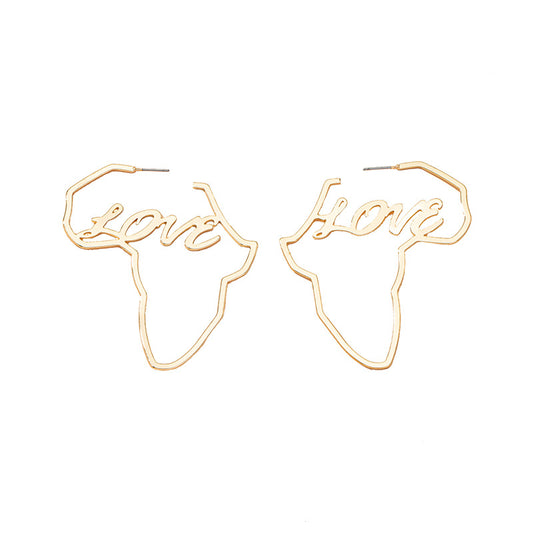 Stainless Steel Africa Map Earrings