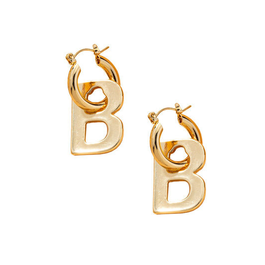 Stainless Steel Pendant Letter B Earrings