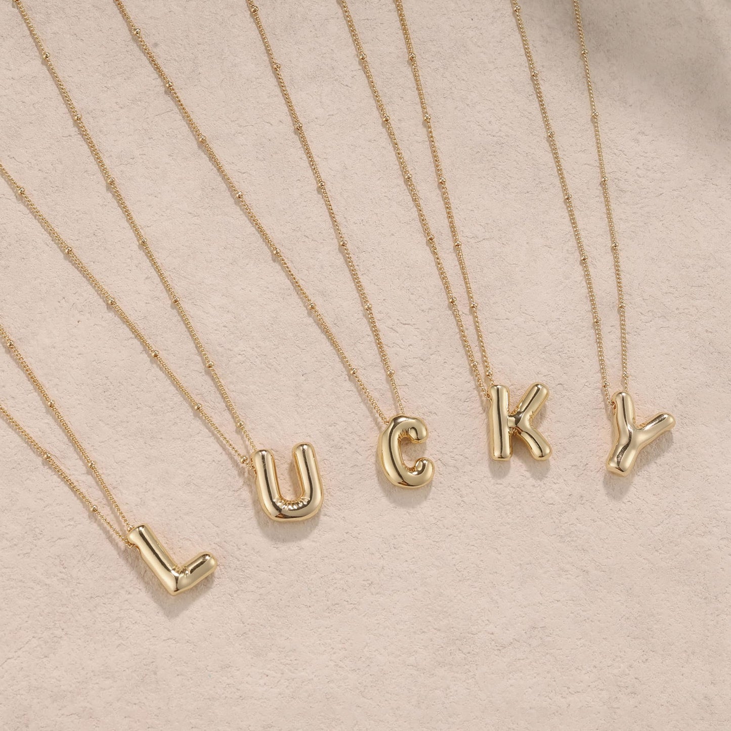 SISSLIA Stainless Steel Bubble letter Initial Pendant Chunky Women Personality Jewelry Gold Plated Balloon 26 Letter Necklaces