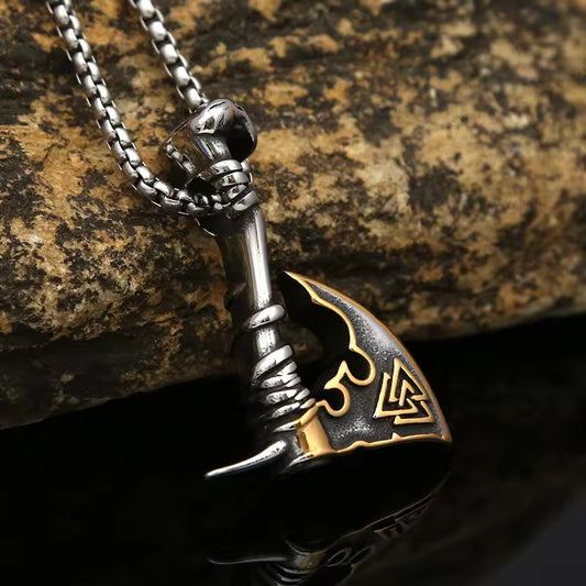 SISSLIA Punk Rock Viking Axes Dragon Necklaces Men Norse Runes Celtic Knot Vintage Stainless Steel Hatchet Pendant Scandinavian