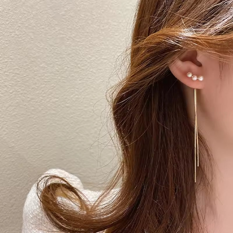 Wholesale Korean Temperament Tassel Long Trendy Fashion Design Earrings Party Jewelry Valentine's Day Gifts