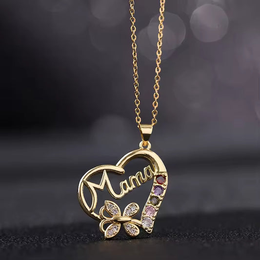 Non Tarnish Nickel-Free Jewelry Mother's Day Best Wish Mom Gift Gold Plated Brass Mama Letter Necklace for Mom