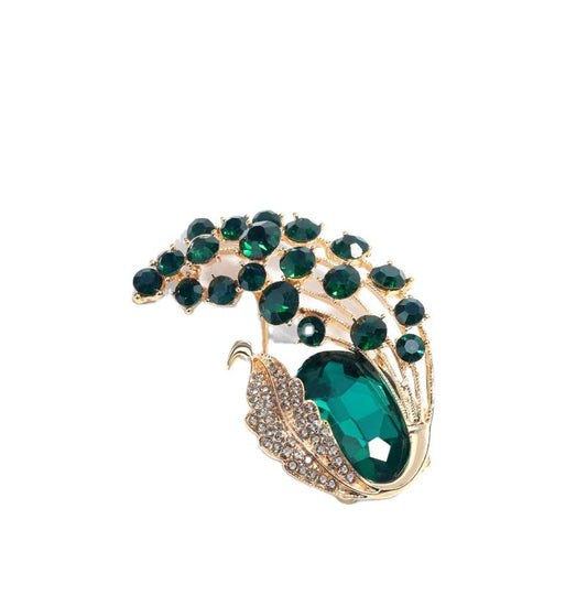 2023 Vintage Wedding Bride Big Emerald Crystal Drop Colorful Flower Rhinestone Drop-water Brooch for Woman