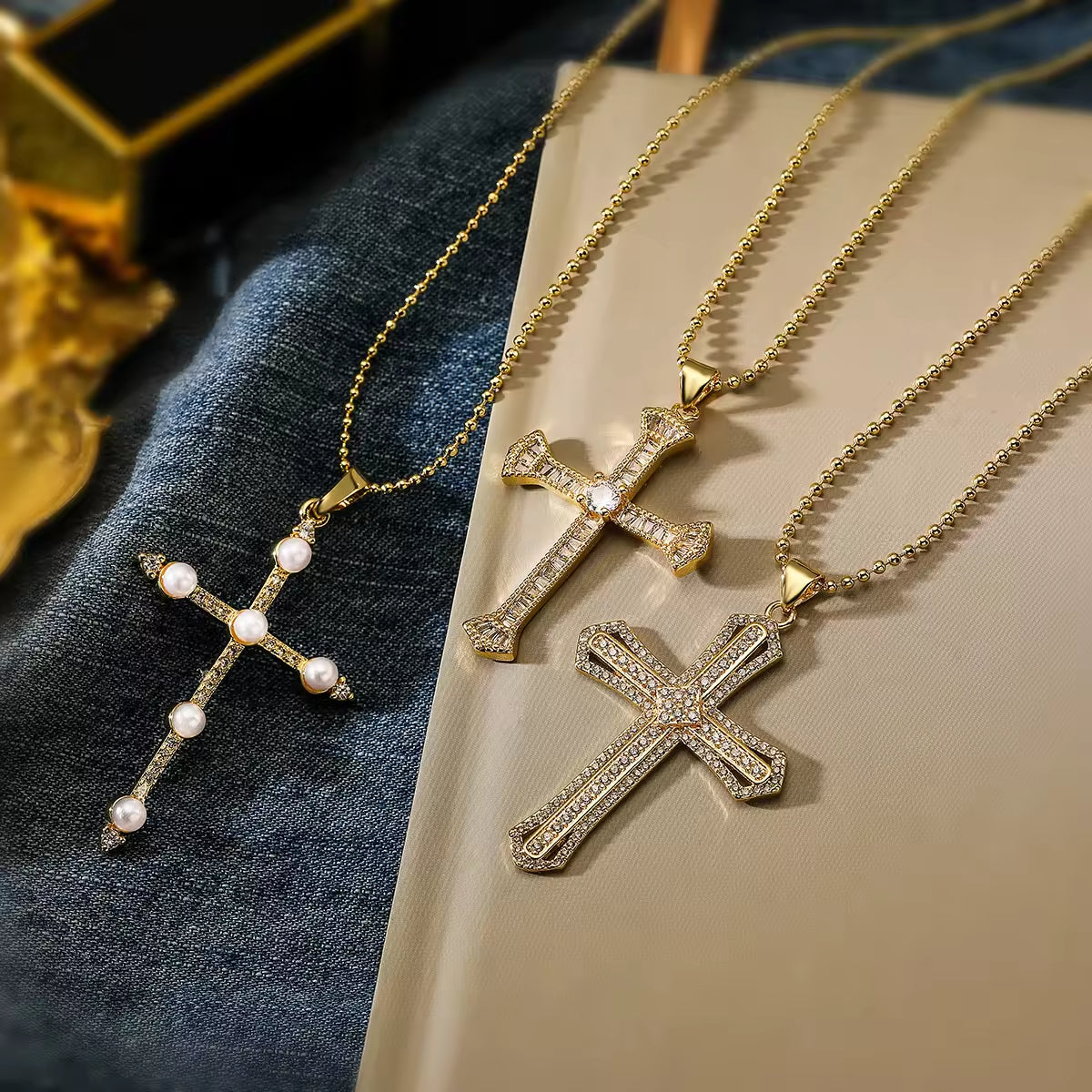 SISSLIA Creative Copper Zircon Cross Pendant Necklaces Fashion Women Girls Jewelry Party Birthday Gifts