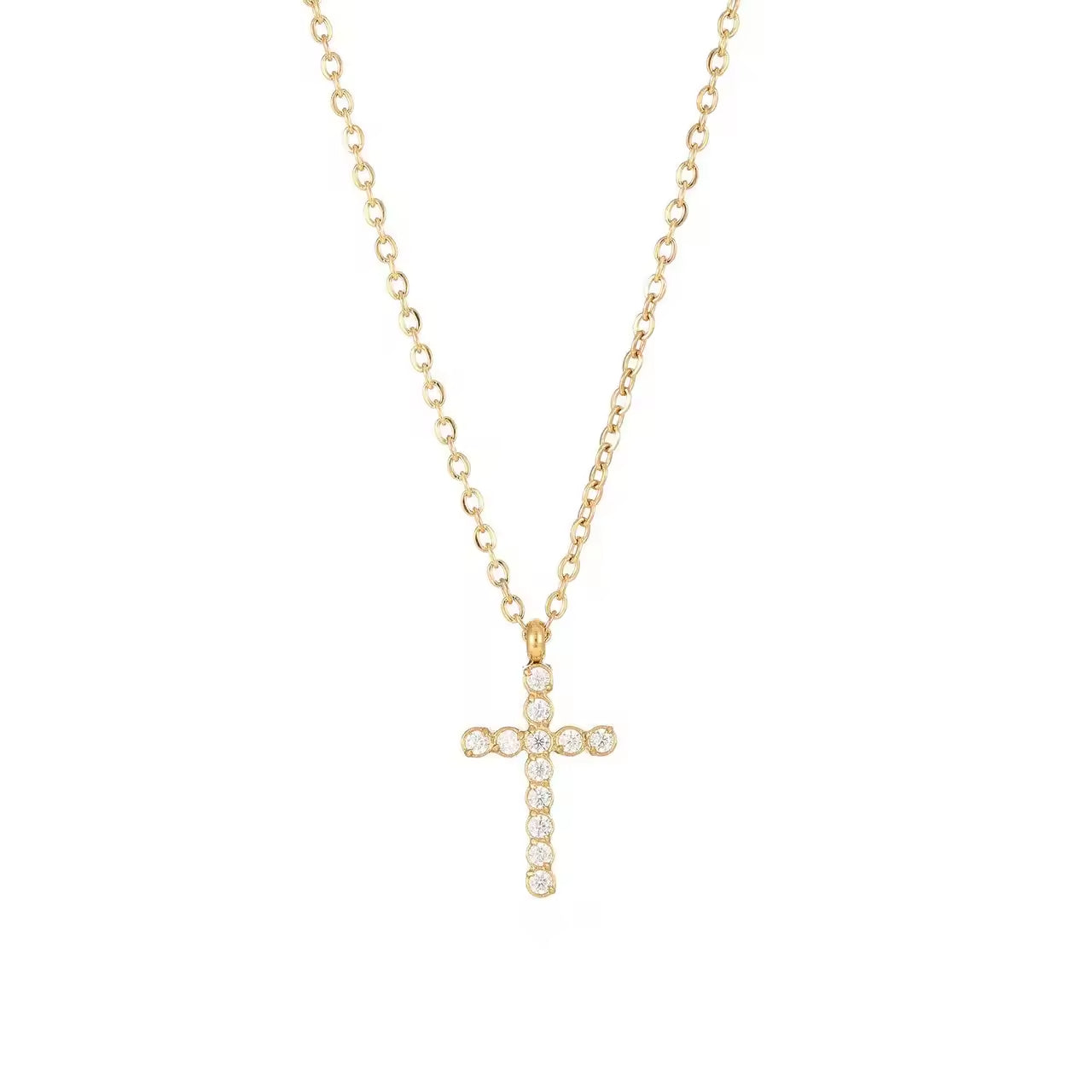 SISSLIA Fashion Stainless Steel Zircon Cross 18K Gold Plated Pendant Necklaces For Women Accessory