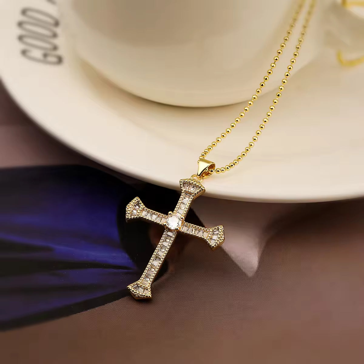 SISSLIA Creative Copper Zircon Cross Pendant Necklaces Fashion Women Girls Jewelry Party Birthday Gifts