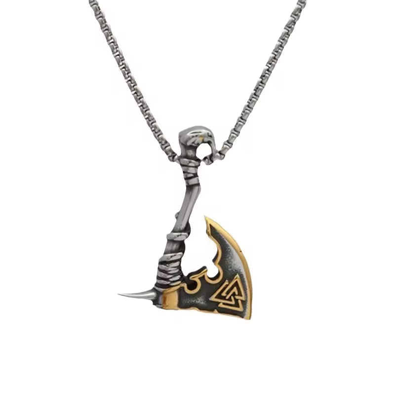 SISSLIA Punk Rock Viking Axes Dragon Necklaces Men Norse Runes Celtic Knot Vintage Stainless Steel Hatchet Pendant Scandinavian