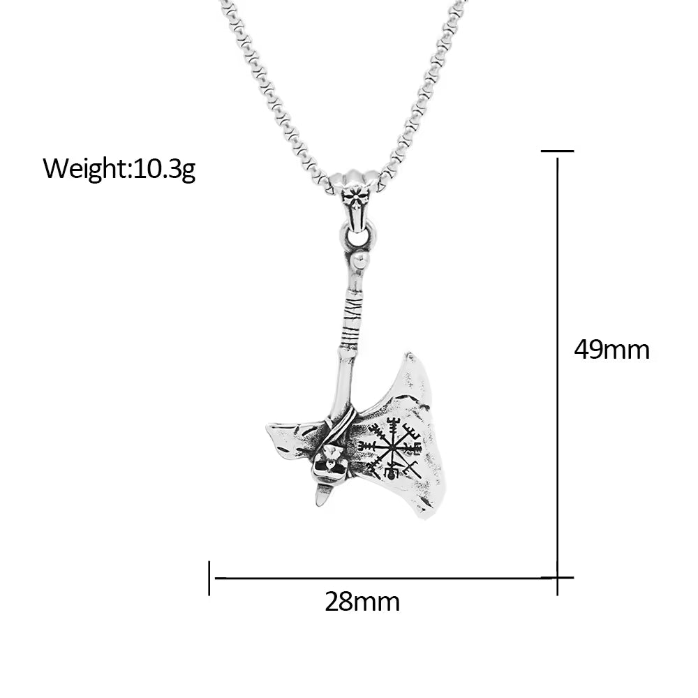 SISSLIA Men Vikings Ax Necklace Stainless steel Norse Rune Axe Thor Hammer Slavic Amulet Self-defense Pendant Male Jewelry