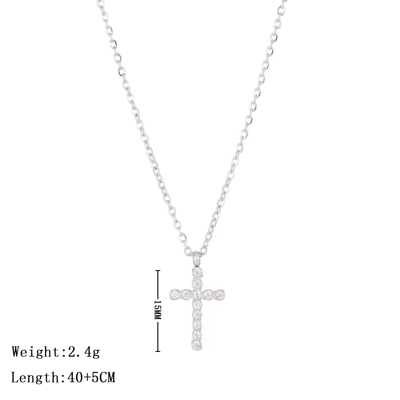 SISSLIA Fashion Stainless Steel Zircon Cross 18K Gold Plated Pendant Necklaces For Women Accessory