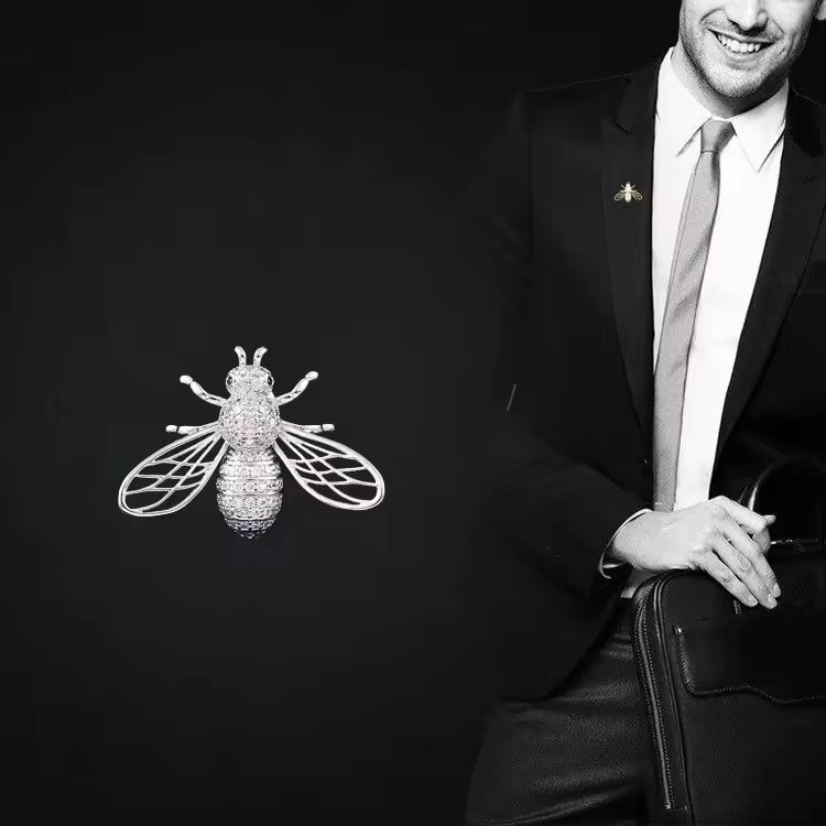 SISSLIA High Quality Copper Jewelry 2 Colors Available Cubic Zirconia Bee Collar Insect Animals Brooches Pin For Women