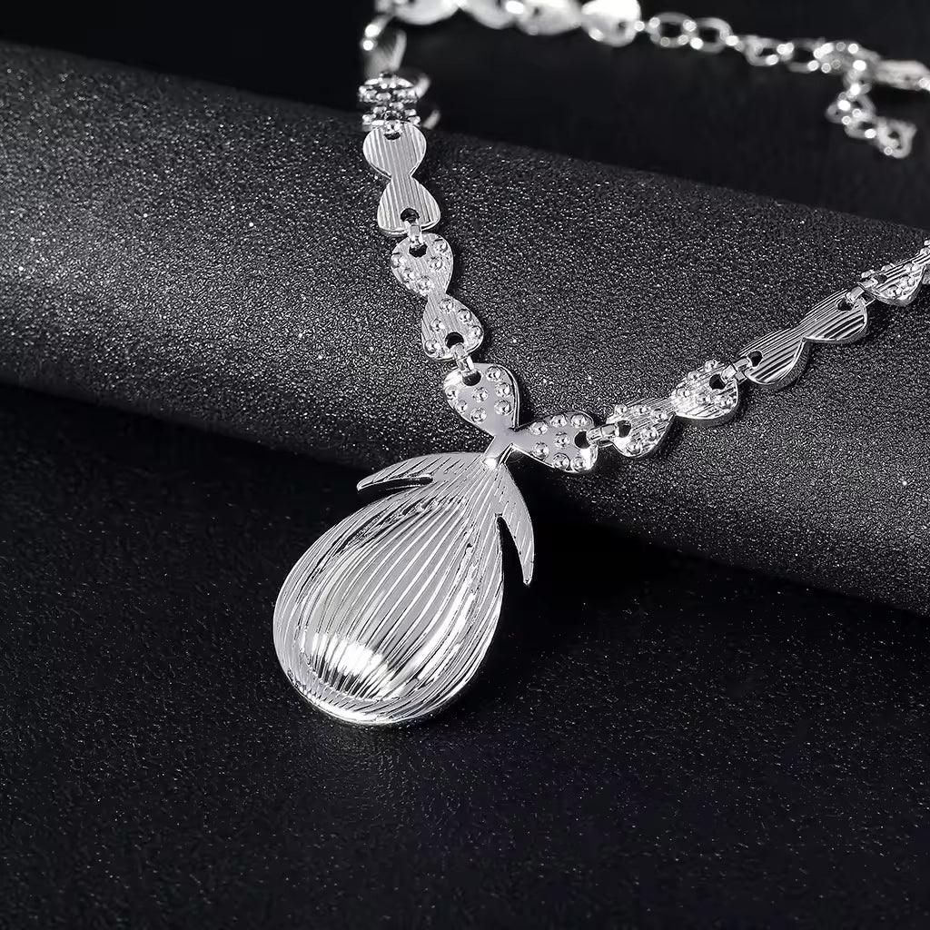 Luxury Royal Blue Crystal Bridal Necklace Sets For Women Jewelry Wedding Sets