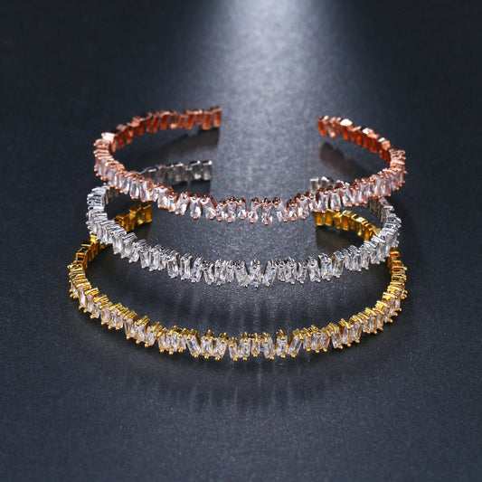 SISSLIA Trendy Irregular Multi Colors Simple Open Bangles Circle for Woman Silver Color Adjustable Fashion Jewelry Accessories