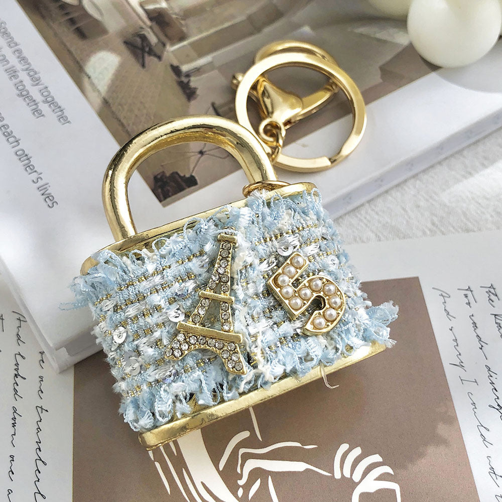 SISSLIA European and American creative small gift bag key chain lock shape pendant metal key chain pendant