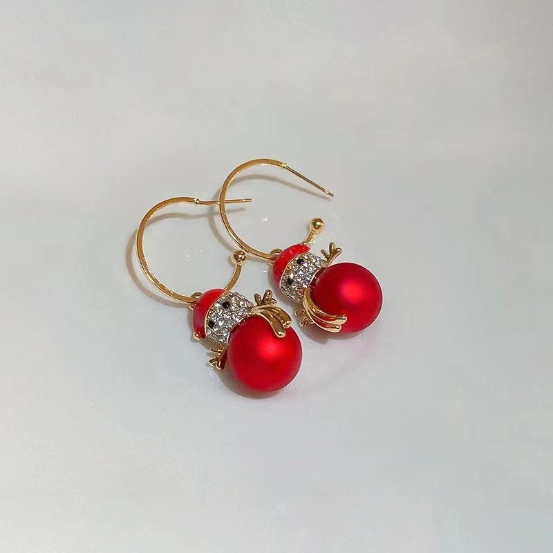 SISSLIA Christmas Theme Snow Christmas Tree Earrings Alloy Material Silver Needle Anti-Allergy Earrings