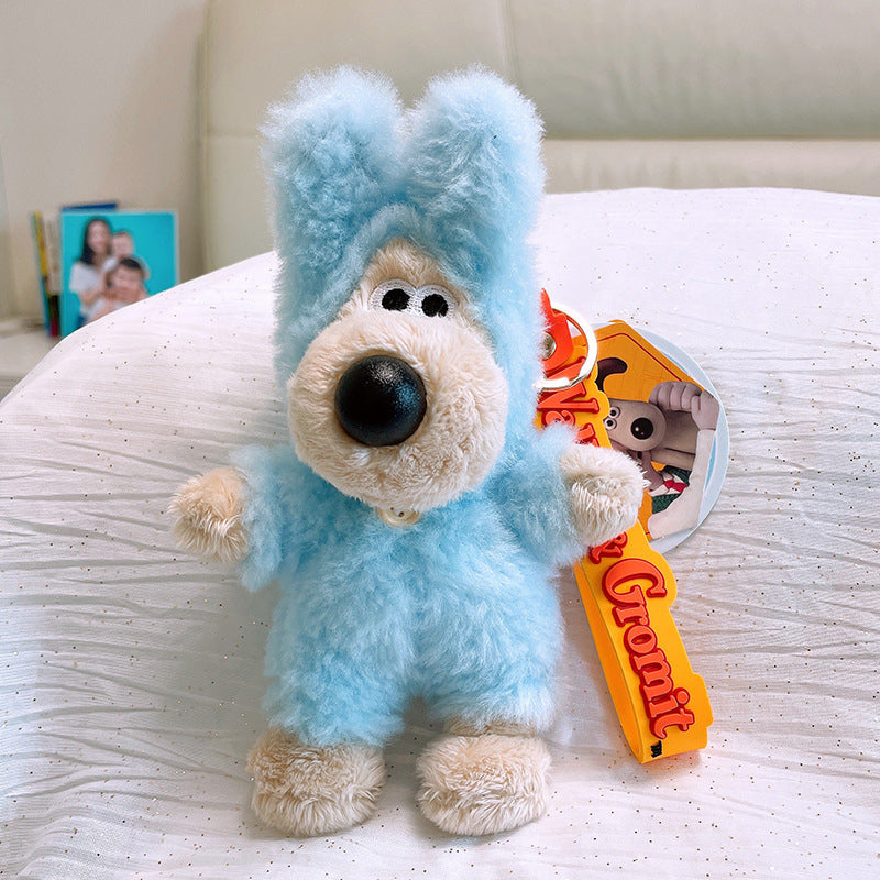 SISSLIA Original Wallace Plush Gromit Toy Wallace Dog Bag Key Chain Anime Gromit Puppy Stuffed Doll Xmas Gift Can Change Clothes