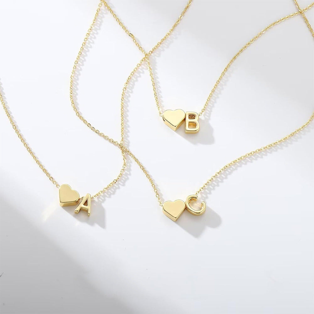 SISSLIA Heart Dainty Initial DIY Necklace Gold Color Letter Choker Necklace For Women Pendant Jewelry Gift