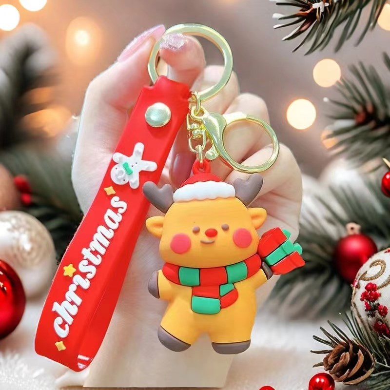 SISSLIA Merry Christmas Keychains Cartoon Santa Claus Elk Snowman Keychain For Women Children Gift New Year Decoration Xmas