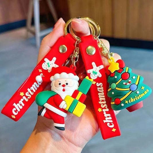 SISSLIA Merry Christmas Keychains Cartoon Santa Claus Elk Snowman Keychain For Women Children Gift New Year Decoration Xmas