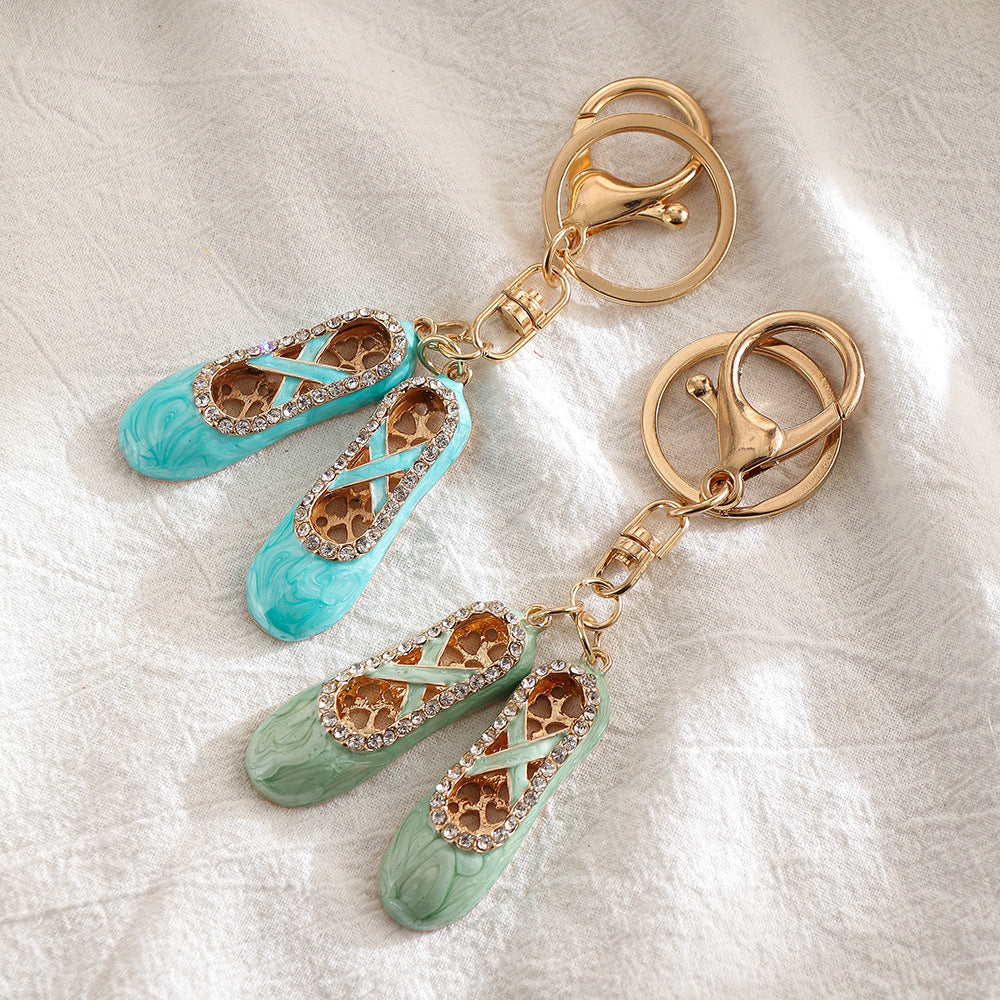SISSLIA Ballet Shoes Key Chain Blue Orange Pink Green Enamel Metal Keyring Bag Charms Pendant Lovely Creative Gift Women Jewelry
