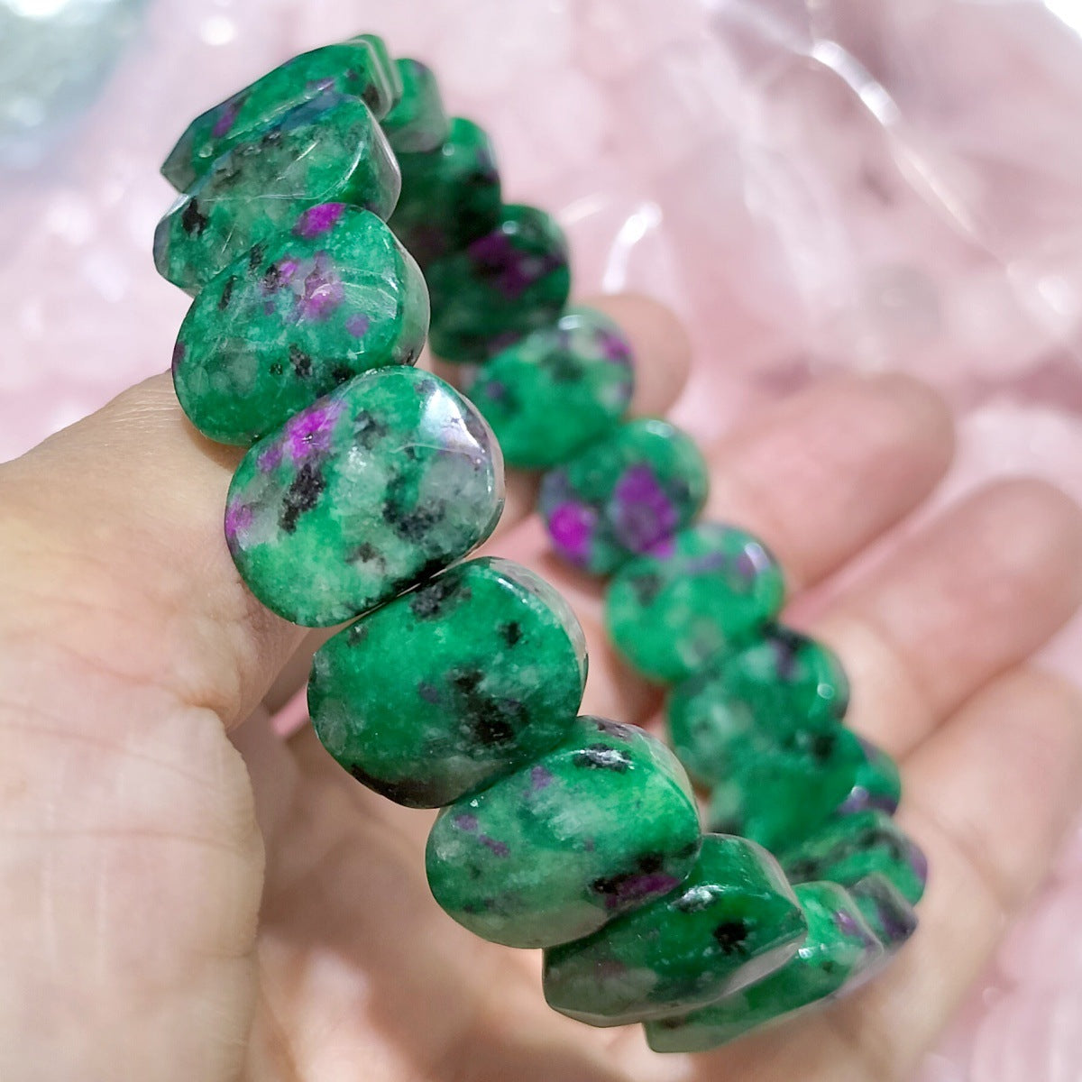 SISSLIA Natural Stone Square Beads Strand Bracelet Healing Crystals Amethyst Faceted Bead Bangles for Women Men Reiki Gems Jewelry