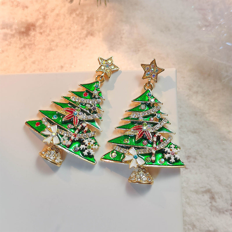 SISSLIA Christmas Rhinestones Star Tree Brooches for Women Unisex Classic Corsage Pins Office Party Gifts Jewelry Accessories