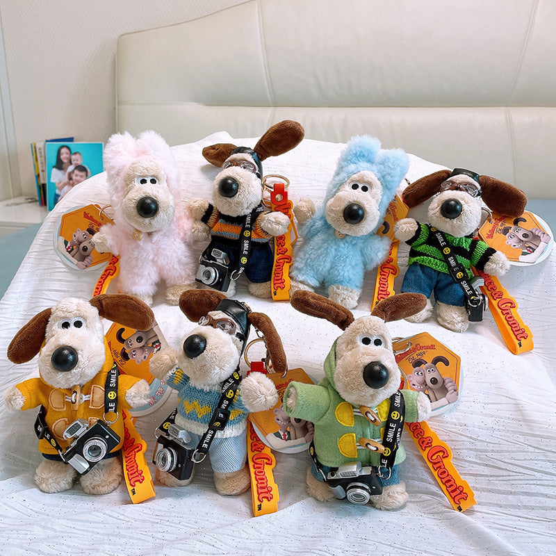 SISSLIA Original Wallace Plush Gromit Toy Wallace Dog Bag Key Chain Anime Gromit Puppy Stuffed Doll Xmas Gift Can Change Clothes