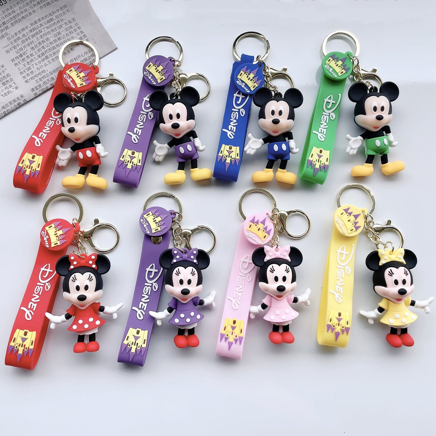 SISSLIA Kawaii Kids Disneys Mickey Keychain Anime Stitch Cute Minnie Keyring Student Bag Hanging All-match Car Key Chain Christmas