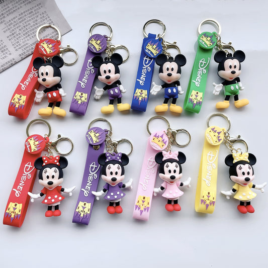 SISSLIA Kawaii Kids Disneys Mickey Keychain Anime Stitch Cute Minnie Keyring Student Bag Hanging All-match Car Key Chain Christmas