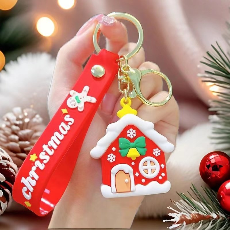 SISSLIA Merry Christmas Keychains Cartoon Santa Claus Elk Snowman Keychain For Women Children Gift New Year Decoration Xmas