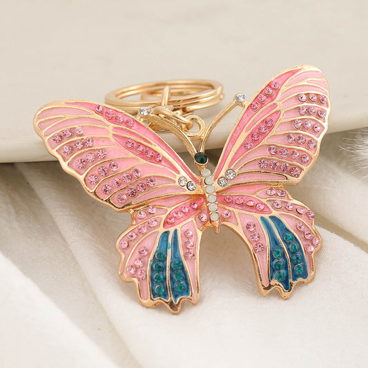 SISSLIA Colorful Butterfly Keychain Alloy Craft Car Key Accessories Pendant Women Handbag Decor Charm Ladies Bag Key Ring Jewelry