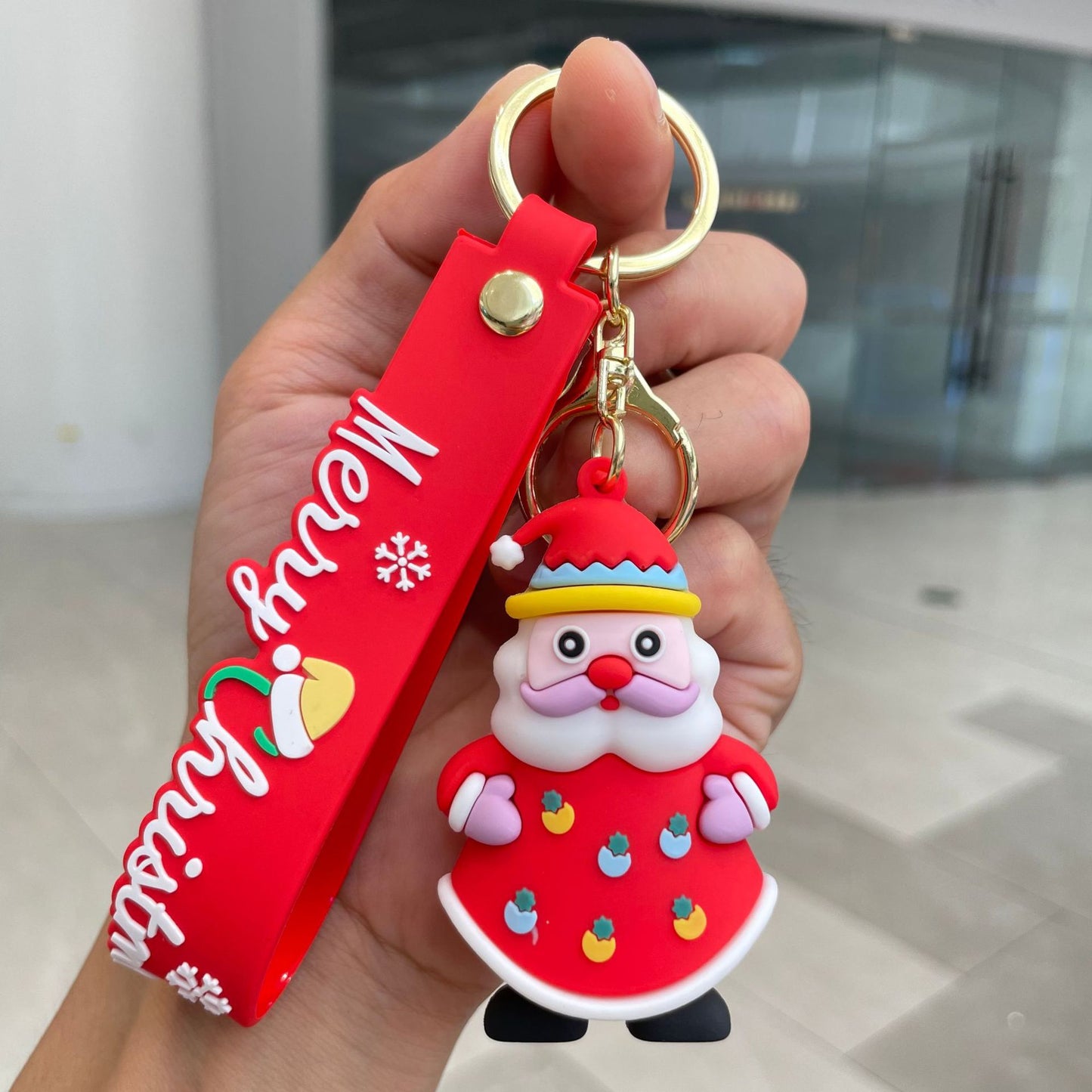 SISSLIA Creative 3D Christmas Doll Keychain Cartoon Santa Claus Snowman Elk Tree Pendant With Key Rings Kids Backpack Accessory