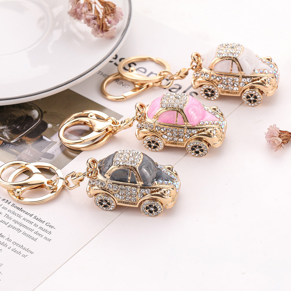 SISSLIA Rhinestone Car Keychain Sparkling Keychain for Car Car Shape Rhinestone Keychain Stylish Bag Charm Fashion Accessory
