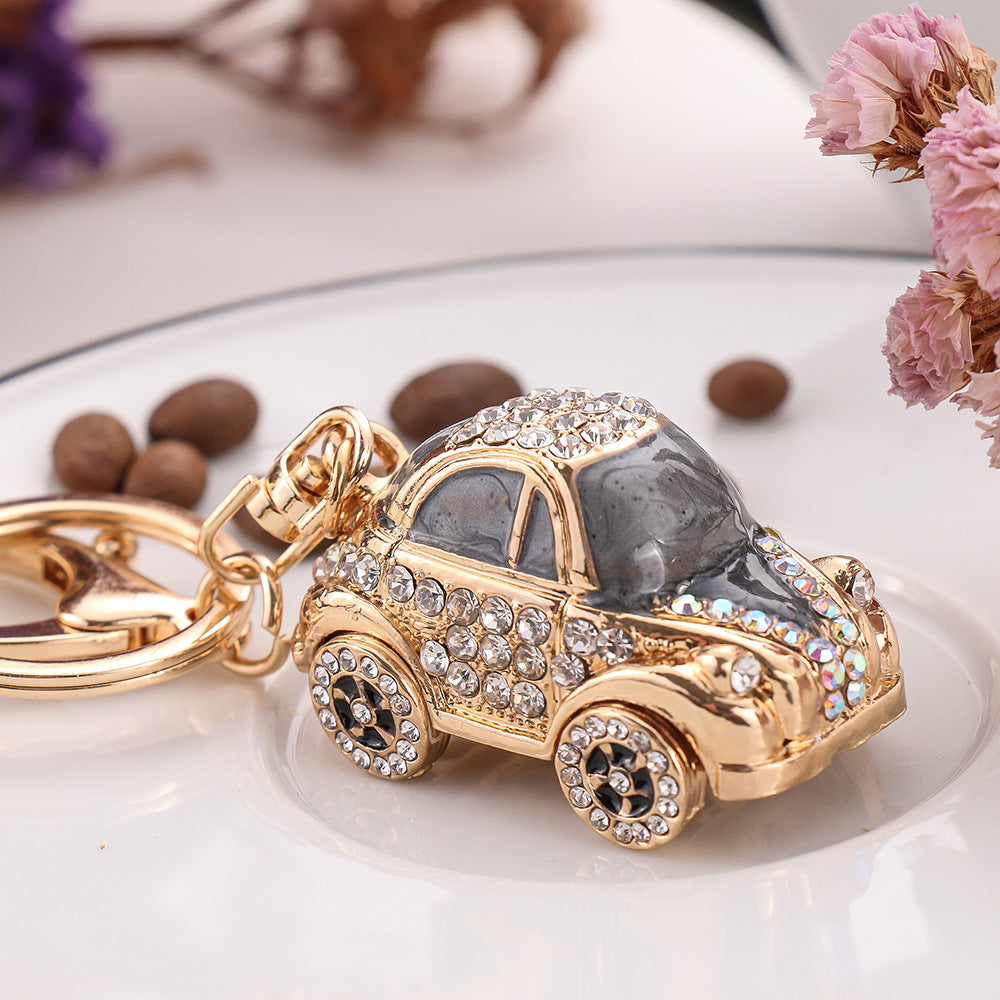 SISSLIA Rhinestone Car Keychain Sparkling Keychain for Car Car Shape Rhinestone Keychain Stylish Bag Charm Fashion Accessory