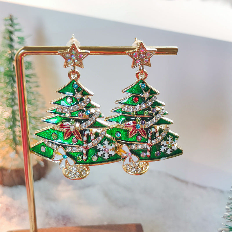 SISSLIA Christmas Rhinestones Star Tree Brooches for Women Unisex Classic Corsage Pins Office Party Gifts Jewelry Accessories
