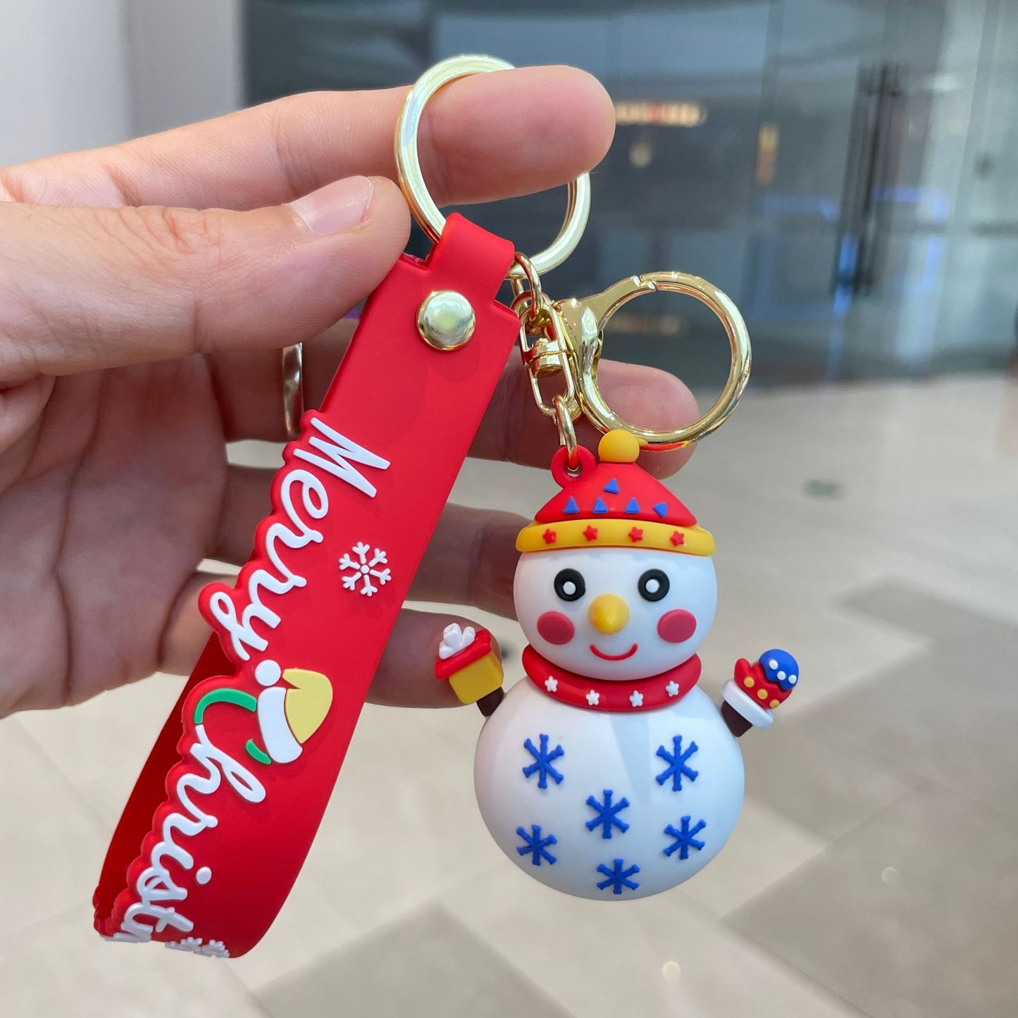 SISSLIA Creative 3D Christmas Doll Keychain Cartoon Santa Claus Snowman Elk Tree Pendant With Key Rings Kids Backpack Accessory
