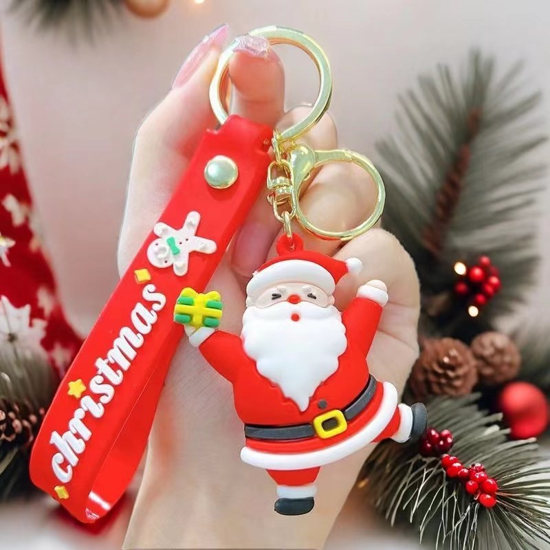 SISSLIA Merry Christmas Keychains Cartoon Santa Claus Elk Snowman Keychain For Women Children Gift New Year Decoration Xmas