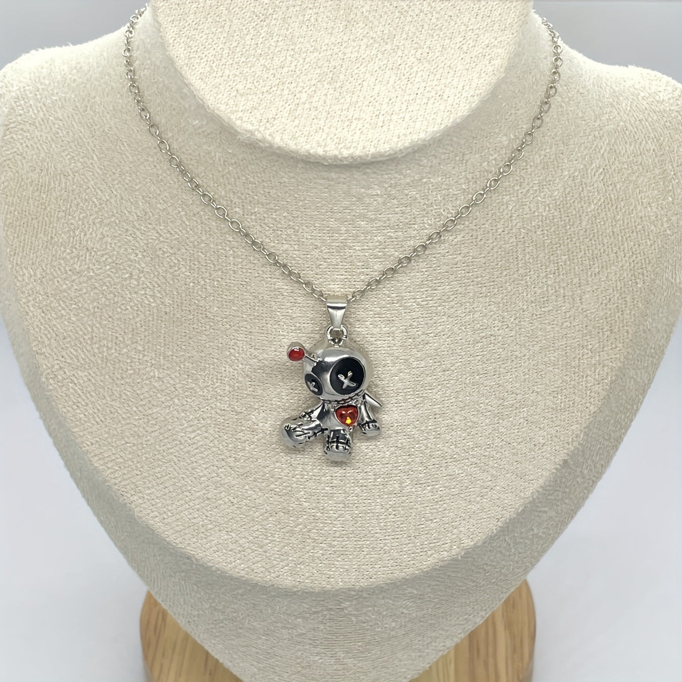 SISSLIA Chic Voodoo Doll Inspired Necklace And Earrings Set Urban Trend Voodoo Doll Necklace And Earrings Halloween Set