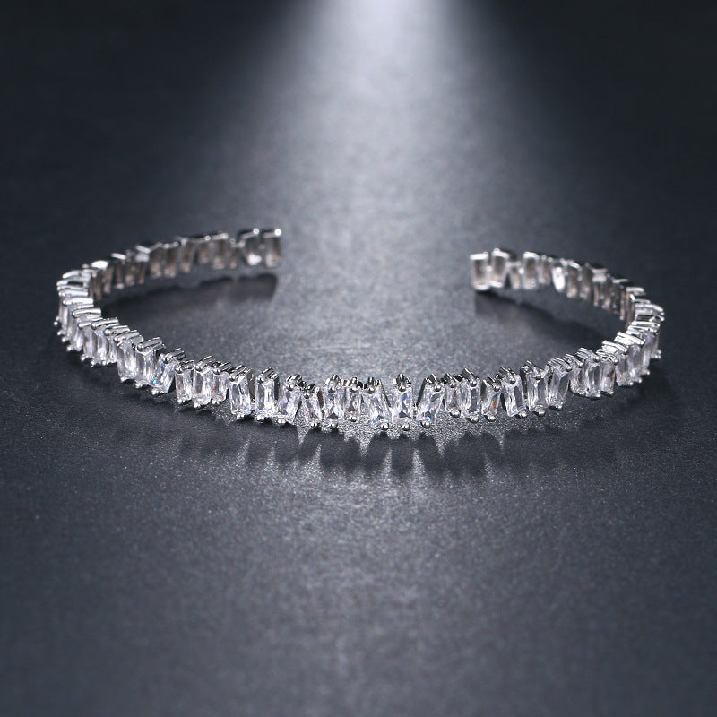 SISSLIA Trendy Irregular Multi Colors Simple Open Bangles Circle for Woman Silver Color Adjustable Fashion Jewelry Accessories